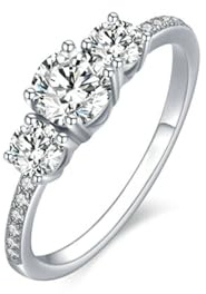 Tolldek Weißgold 9K/14K/18K Antragsring, Zierlich Klassiker Pärchen Ringe mit Moissanit, Echte Goldschmuck Eheringe Au 375/585/750 Weiß Gold, Gr.47-65