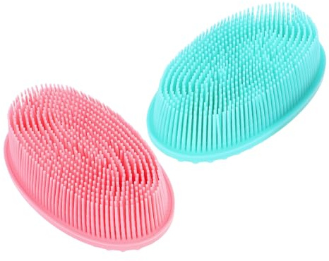 HEANUJJ Spazzola in Silicone Esfoliante e Massaggiante Facile da Impugnare 2 Pezzi Doppia Superficie per Bagno per Bambini e Adulti per Allenamento Sensoriale
