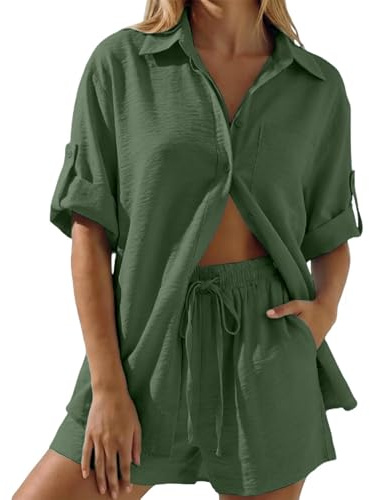 Generisch Casual Set of Two with Loose Top Breathable Shorts for Women - Comfortable Casual Fashion in Pure Colour Design