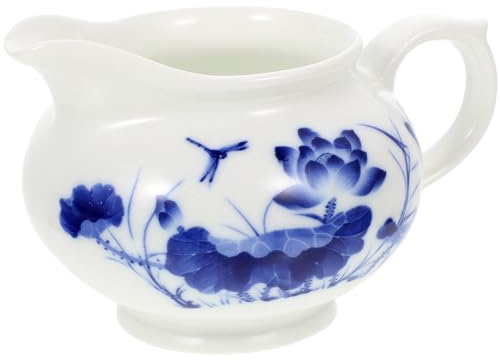 BCOATH Gravy Dispenser for Everyday Use and Ceramic Sauce Boat for Storing Juice Suitable for Frothing Coffee, Elegant Blue and White Porcelain Design Housewarming Party