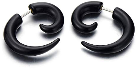 Negro Garra Cuerno Enchufe Falso Fake Plug, Pendientes de Hombre Mujer, Aretes, 2 Piezas