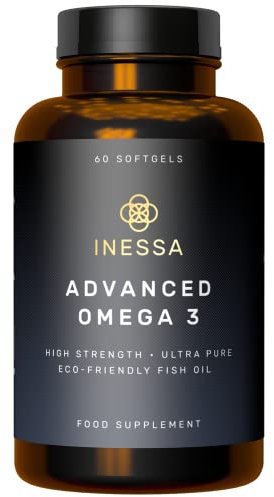 Omega 3 Fish Oil 1200mg (480mg EPA/360mg DHA per Capsule) High Strength, Ultra Pure, Eco Friendly 60 Capsules, 2 Months Supply. GMP & Friends of The Sea Certification