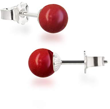 Schöner-SD Damen Ohrstecker 925 Silber mit runden Perlen Kugeln 6mm