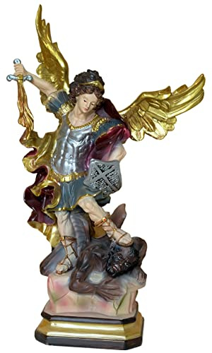 Kaltner Präsente Geschenkidee - 14,5 cm Heiligenfigur Heiliger Michael Erzengel Schutzpatron Deutschlands und der Kirche - Handgemalte Figur auf Sockel - Hochwertiger Kunstguss aus Resin – Dekoration