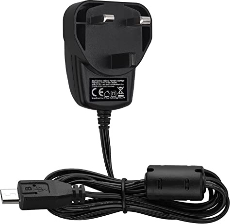 eSynic 5V 1A 1.53m Micro USB Power Supply Adapter DC with Ferrite Choke | Overcharge Protection, Anti-interference, for DC6.5mm/0.25inch Device, for Mobile Phone Smartphone/Tablet/Power bank