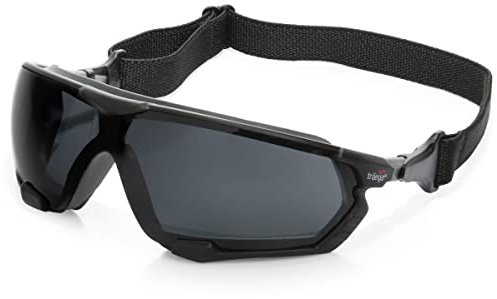 UCi Traega Luga Hybrid-Schutzbrille, austauschbarer Riemen und Seitenarme, KN Bewertung, permanent, beschlagfrei, kratzfest, leicht, bequem, modernes Design, 12 Stück