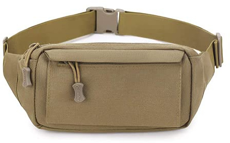 Huntvp taktisk midjeväska liten militär WR nylon midjeväska pengar bälte stötfångare för daglig användning utomhus resor vandring klättring löpning, SOLBRÄNNA, Small, Nylon midjeväska pengabälte