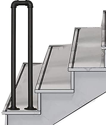 Jlvawin, corrimano in ferro battuto con arco nero opaco, ringhiera per scale in metallo, barra di sicurezza antiscivolo, barra di sicurezza per ringhiere in ferro, maniglia di assistenza, colore: nero