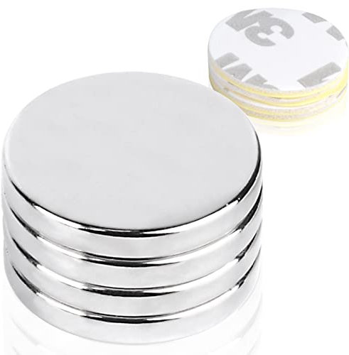 MIN CI 20x3mm Neodym Magnete, Stark - 4 Stück Starker Magnete, Selbstklebend für Magnettafel, Whiteboard, Kühlschrank