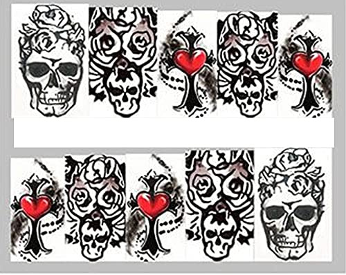 EROSPA® Nailart Nail-Tattoo Totenkopf Schädel Skull Kreuz - Nagel Sticker - Aufkleber - Selbstklebend - Wassertransfer