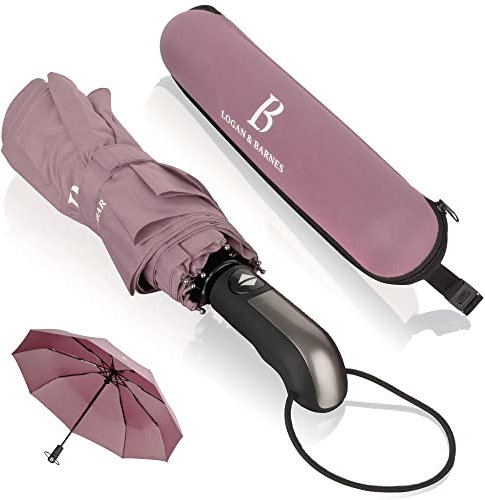 LOGAN & BARNES Regenschirm sturmfest bis 140 km/h - Taschenschirm mit zertifizierter Teflon-Beschichtung gegen Feuchtigkeitsschäden Modell Manchester