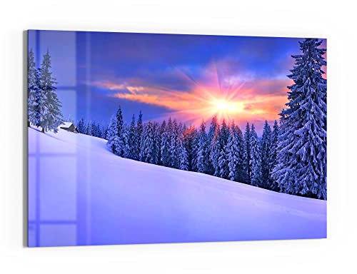 DEQORI Glas-Magnettafel | 60x40 cm groß | Motiv Berg-Winterlandschaft | Memo-Board aus Glas | Magnetboard inkl. Magnete, Stift & Tuch für Küche & Büro | Tafel magnetisch & beschreibbar