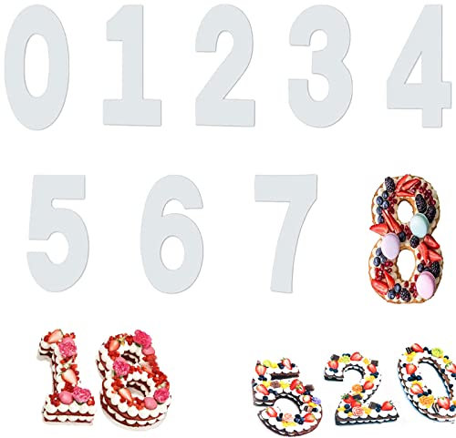 9 pezzi Stampo Torta Numero,Stampo Torta Numero Grandi Numeri,Stampo Numeri per Torte 0-8,per DIY Torte per Matrimoni Compleanni Anniversari(8inch)