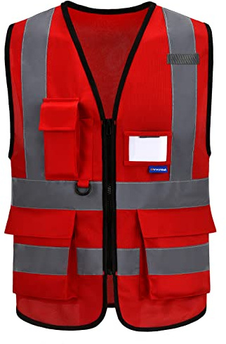 AYKRM 21 Farben Sicherheitsweste Warnweste Reflektierendes WarnschutzWeste Warnweste mit Reflektorstreifen mit Reißverschluss und Taschen Arbeitsweste