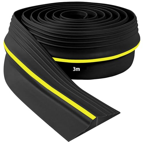 Universal Garage Door Seal Heavy Duty Weatherproof Weather Strip Garage Door Bottom Draught excluder Rubber Threshold Strip for Keeping Clean &Dry (Black, 90mm(W)*13mm(H)*3m(L))