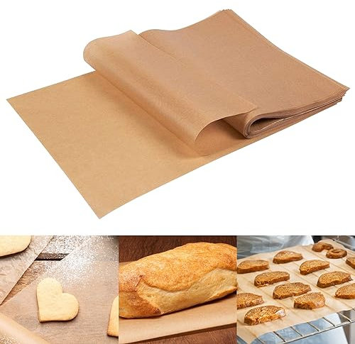 100 fogli di carta pergamena per cottura, antiaderenti, 20 x 30 cm, fogli di carta da forno pretagliati antiaderenti, per cottura, cottura, griglia, friggitrice ad aria e cottura a vapore, teglie per