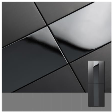 1 moderne, helle, luxuriöse Metall-Edelstahl-Mosaikfliese, Hintergrundwand, Eingang, Restaurant, lange Kunst, dekorative Wandfliese, 395 x 138 mm (Color : Black (vertical))