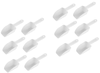 Garneck 12 Pièces Cuillère à Glaçons Écope De Bidons Mini-dessert Boules à Glace Fond Plat Confiserie Cuillère à Fond Plat Mini Cuillère à Glace Scoop Métal Pince à Glace Farine Blanche Pp