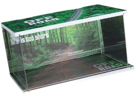 Harilla 1/32 Parkplatz-Vitrine, Mini-Auto-Aufbewahrungsbox, schützende DIY-realistische Modellauto-Garage, Diorama-Auto-Vitrine für den Schrank, Wald
