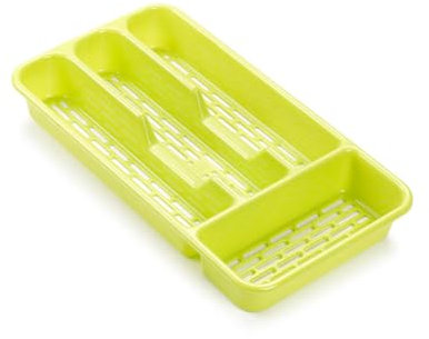 Genérico Organizador de Cubiertos Color Amarillo Verdoso, Cubertero para Cajón, Organizador Cajones Cocina para Cucharas Tenedores Cuchillos con 4 Compartimentos, 33 x 17 x 4 cm (Amarillo Verdoso)