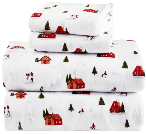 Comfort Spaces Set di lenzuola in flanella di cotone al 100%, per letto king size, ultra morbide e accoglienti, con tasca elastica da 35,6 cm, per materassi fino a 40,6 cm, con stampa originale, set