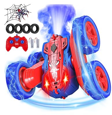 Kssvzz Spider Remote Control Car - 360° Flip RC Toys for 4 5 6 7 8 Year Old Boys, 2.4Ghz Double Sided RC Stunt Car with Light Spray, Birthday Xmas Gifts for Kids Age 4-6 5-7 8-12