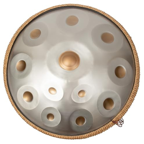 ANTETOK Handpan Instrument, 432hz 22Inch 12 Notes Silver, Professional Handmade Handpan for Music Healing, Yoga
