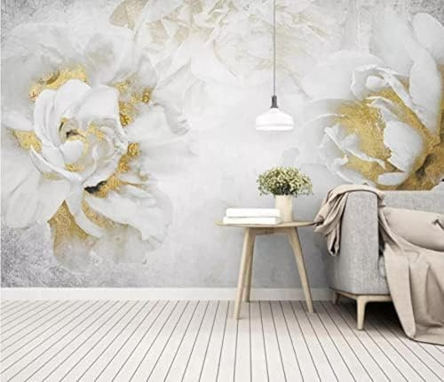 XLMING Einfache Gartenblume Gold Rose 3D Tapete Wohnzimmer Sofa Schlafzimmer Esszimmer Home Dekoration Wand-300cm×210cm