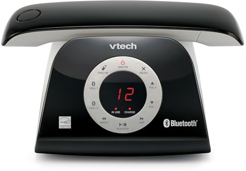 VTech VS122 DECT 6.0 Retro Design Cordless Phone with Answering System, Smart Call Blocker and Bluetooth Connect to Cell Full-Duplex Speakerphone Landline Phone for Home Office