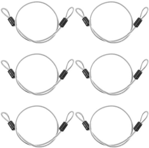 GORGECRAFT 6 Cable de Seguridad con Candado de Acero Inoxidable de 50cm, Resistente, de 4mm de Diámetro, Trenzado, Multifuncional, con Doble Bucle para Equipaje, Bicicletas, Puertas, Vallas, Etc.