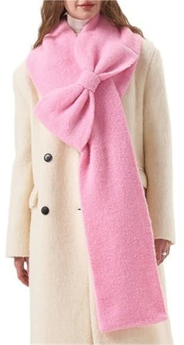 BMDOZRL Schal Plüschgefühl-Schal for Damen, weicher und gemütlicher Schal, Schleife, Wollschal, Winter, warm, verdickt, vielseitig, rosa Schal