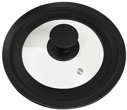 Coperchio in Vetro 22 cm – Coperchio Universale con Bordo in Silicone Antiscivolo e Fori per il Vapore – Adatto per Pentole da 18 cm, 20 cm, 22 cm – Coperchio Silicone per Microonde