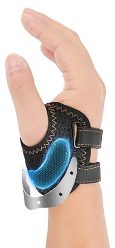 FORTEMOTUS Daumenorthese Rechts, CMC Ortho Daumensattelgelenk Daumeschiene mit Bandage, Lindert Schmerzen bei Verstauchungen und Sehnenentzündungen(Schwarz, M, 16-19 cm)