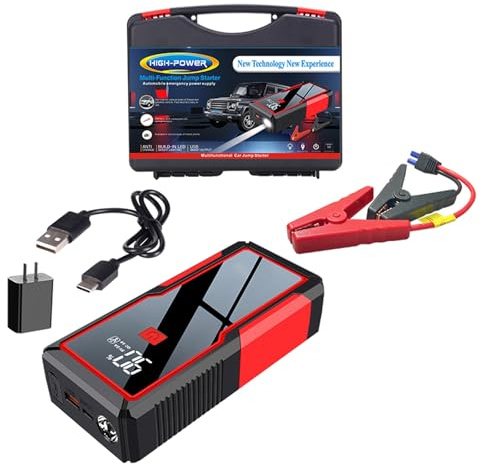 HTDRE Arrancador de batería de Coche, Cargador portátil de 26000 mAh, 2000 A, Pico de 12 V, arrancador de batería de Litio portátil para Coche con Pantalla Digital para vehículos, Camiones y SUV