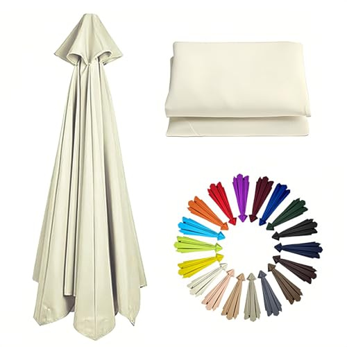 2m/6.6Ft Umbrella Replacement Canopy | Replacement Parasol Cover for 6 Arms| Umbrella Replacement Top | Breathable | Washable | for Garden, Market, Backyard, Beach, Patio(White)