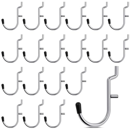 INCLY 1/4 Pegboard J Hooks, 100PCS Heavy Duty Peg Board Hooks Accessories with Peg Locks & Rubber Tipped, Peg Board Tool Hangers Fit 1/4 Pegboard for Wall Hanging Tools or Display Jewelry