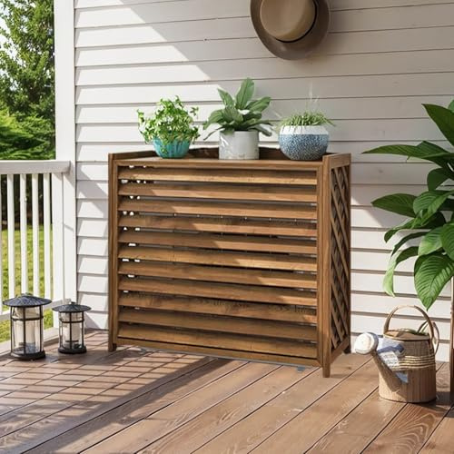 Cubre Aire Acondicionado Exterior Madera Protector Aire Acondicionado Exterior Grande Funda Aire Acondicionado Exterior Valla De Madera Balcon Privacidad Cubierta Aire Acondicionado Exterior Madera(10