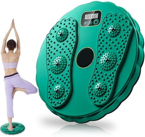 Taillentwister Mit Zähler, Taille Drehscheibe Mit Fußsohle Massage, Anti-Rutsch Bauchtrainer Drehscheibe Aerobic-Training Für Fußmassage Und Taille übung, Maximale Tragfähigkeit 300 Kg, Grün