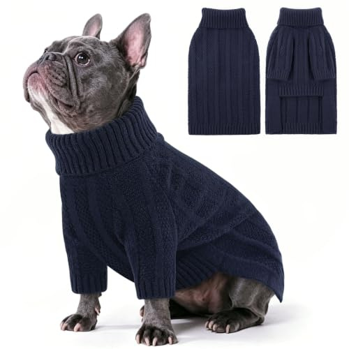 Queenmore Hundepulli Große Hunde, Weich & Warm, Strickpullover Unisex für Rüden & Hündinnen (Marineblau, L)