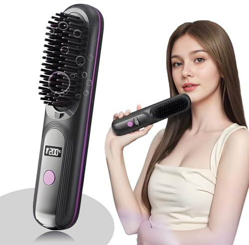 AIRCADIA Kabellose Glättbürste, Frizzfrei & Glanz für alle Typen (Schwarz)