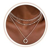 FUNEIA Kette Gold Silber Damen Halskette 18k Goldkette Damen Wasserfest | Layering Kette mit Kreuz Anhänger Stapelbare Silberkette Lang Mehrreihige Ketten Boho Modeschmuck Set Geschenke für Frauen