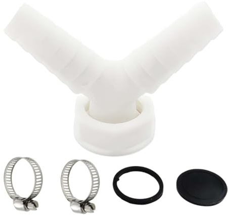 Washing Machine Waste Splitter Set, Washing Machine Waste Pipe Connector Y Connector with Hose Clamp Drain Pipe Connectors Double Connection, Suitable for Household Use
