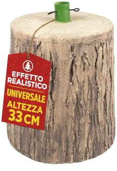 MOHOME Base Albero di Natale Tronco Effetto Legno Realistico 33 x 24 cm Ceppo Base Rialzata Supporto Robusto Stabile Resistente Addobbi Decorativi Natalizi