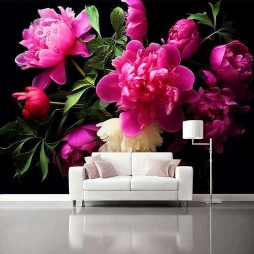 Fototapete Retro Floral Französischer Landhausstil - 150 x 105 cm Tapete Fototapeten Schlafzimmer Wohnzimmer Wanddeko, Lila Vlies Tapeten Wandtapete für Büro Flur Wandbild Wand Deko