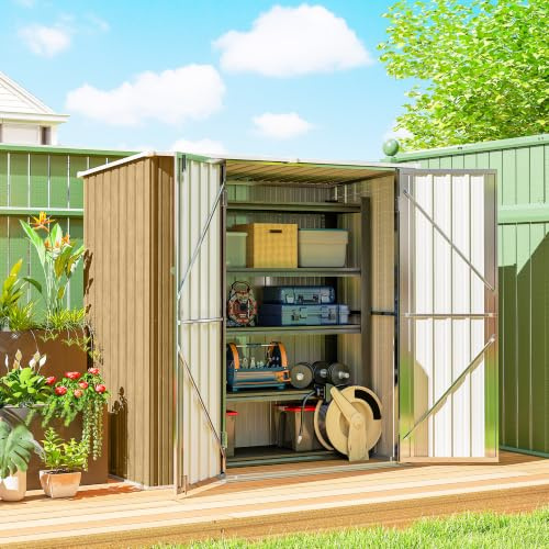 Outsunny Caseta de Jardín Exterior 1,37 m² 163x89x163 cm Marrón Claro