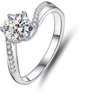 Tolldek 18 Karat 750 Gold Verlobungsring, Verdreht 6 Klaue Freundschaftsringe mit Moissanit Echtschmuck, 950 Platin Hochzeitsring, Gr.47-65