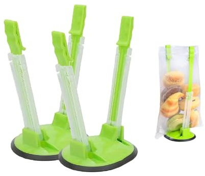 Freezer Bag Holder Stand, Food Bag Holder for Meal Prep, Space Saving Kitchen Organizer for Sandwich Ziplock Bags, Upright Baggy Rack for Fridge Freezer Storage (2 PCS)