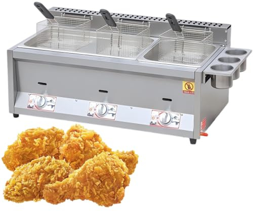 ExoticaBlend Friggitrice in Acciaio Inox - Friggitrice a Gas Professionale Multifunzione con Controllo della Temperatura - Acciaio Inox per Uso Alimentare - Ideale per Uso Domestico