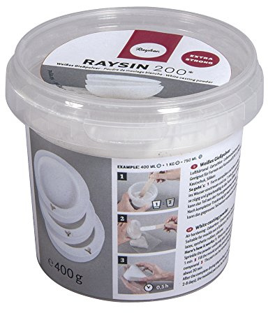 Rayher Raysin 200 polvo para moldear, blanco, secado rápido al aire, cubo 400 g, 34405102