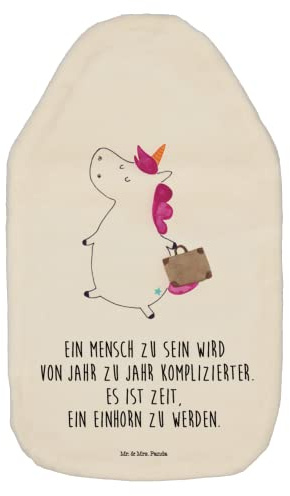 Mr. & Mrs. Panda Wärmflasche Einhorn Koffer - Geschenk, lustig, Einhorn Deko, Unicorn, Bettflasche, Einhörner, Körnerkissen, albern, Wärmekissen,
